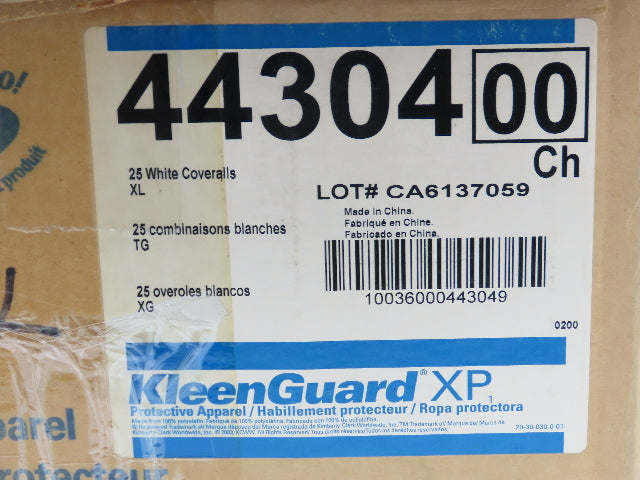 KleenGuard 44304 White XL Liquid Particle Protection Disposal Coverall Box of 22