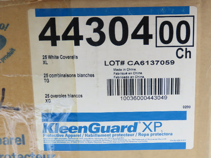 KleenGuard 44304 White XL Liquid Particle Protection Disposal Coverall Box of 22