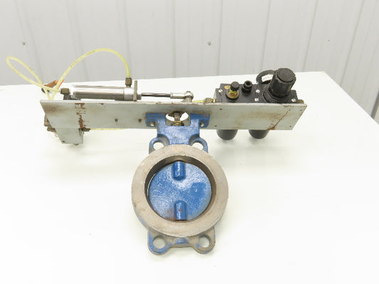 Parker Pneumatic Cylinder Actuated 5" Butterfly Valve 150psi 24VDC Solenoid