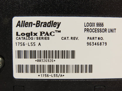 Allen Bradley 1756-L55 Logix Pac Processor Control Logix 750kb Memory 1756-M12/A