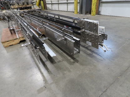 Arrowhead 3.25" Tabletop Belt Stainless Bottle Conveyor Sections 33'  -No Drive
