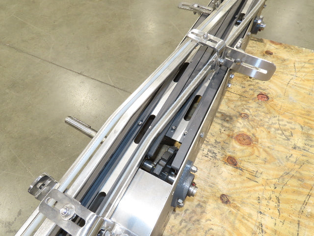 Arrowhead 3.25" Tabletop Stainless Bottle Conveyor 2-Belt Transfer 48"-No Drive