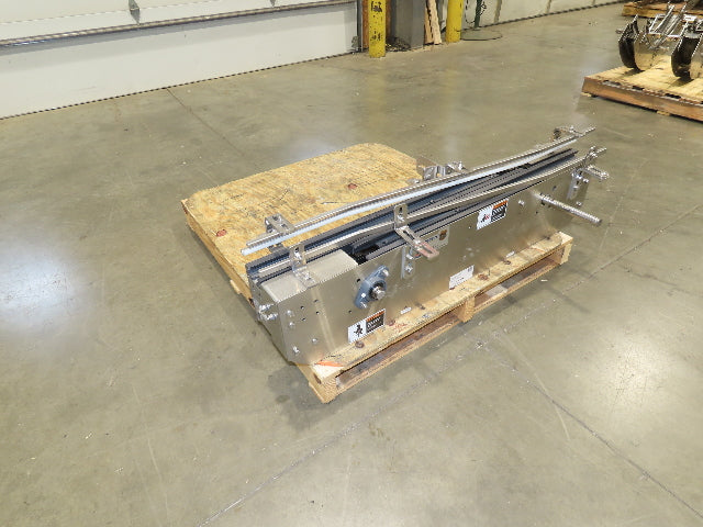 Arrowhead 3.25" Tabletop Stainless Bottle Conveyor 2-Belt Transfer 48"-No Drive