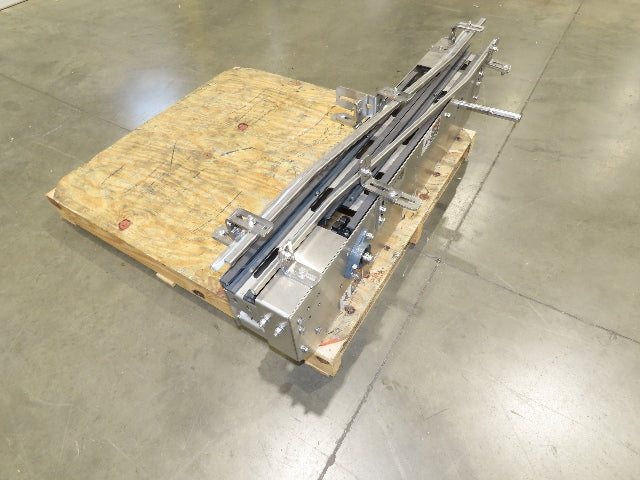 Arrowhead 3.25" Tabletop Stainless Bottle Conveyor 2-Belt Transfer 48"-No Drive