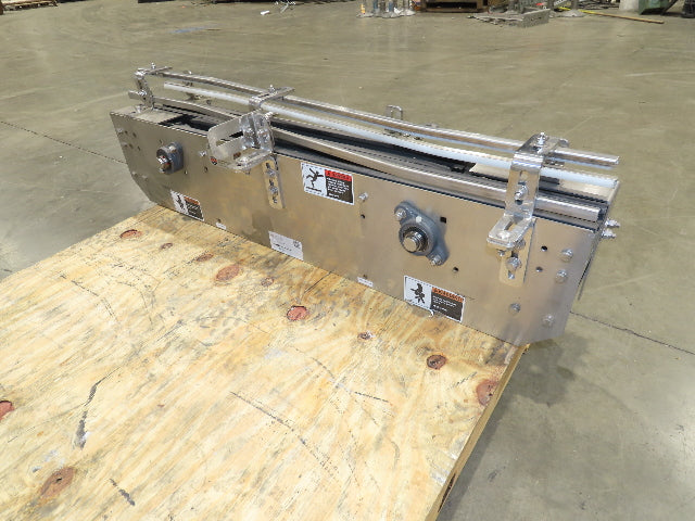 Arrowhead 3.25" Tabletop Stainless Bottle Conveyor 2-Belt Transfer 48"-No Drive