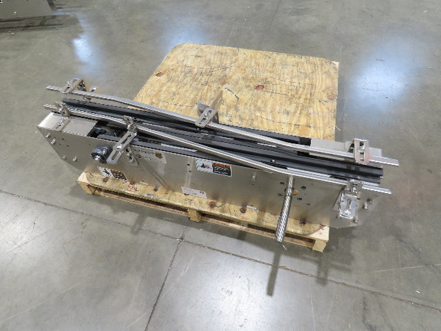 Arrowhead 3.25" Tabletop Stainless Bottle Conveyor 2-Belt Transfer 48"-No Drive