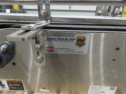 Arrowhead 3.25" Tabletop Stainless Bottle Conveyor 2-Belt Transfer 48"-No Drive