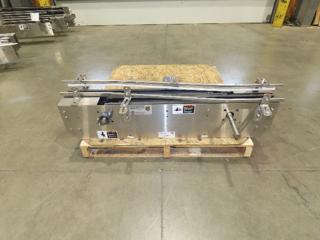 Arrowhead 3.25" Tabletop Stainless Bottle Conveyor 2-Belt Transfer 48"-No Drive