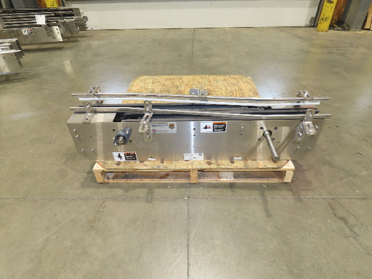 Arrowhead 3.25" Tabletop Stainless Bottle Conveyor 2-Belt Transfer 48"-No Drive