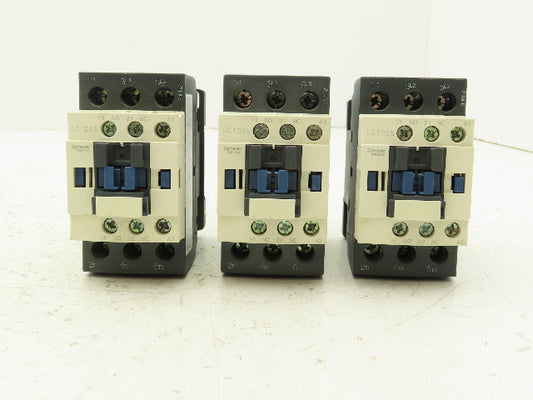 Schneider LC1D25 Motor Starter Contactor 40A 600V 3 Pole 120V Coil Lot of 3