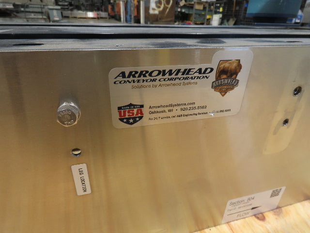Arrowhead 7.5" Tabletop Stainless Bottle Conveyor 2-Belt Transfer 48" Drive 3PH