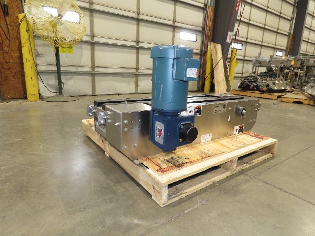 Arrowhead 7.5" Tabletop Stainless Bottle Conveyor 2-Belt Transfer 48" Drive 3PH