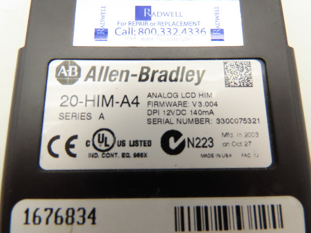 Allen Bradley 20-HIM-A4 PowerFlex Keypad Operator Interface Display -Broken Knob