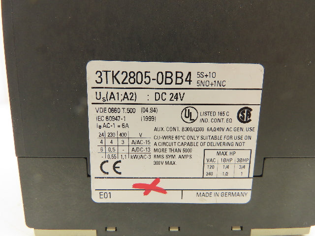 Siemens 3TK2805-0BB4 Combination Safety Relay 24VDC 5 NO Contacts
