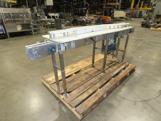 Stainless Bottle Conveyor Can Coder Diverter 3.25" Tabletop 3-Belt 460V Drive