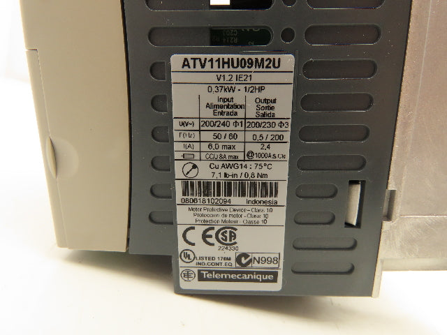 Telemecanique ATV11HU09M2U Schneider Variable Speed Drive 0.37kW 0.5HP 240V 1PH