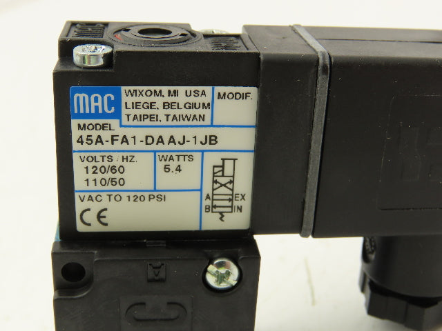 MAC 45A-FA1-DAAJ-1JB 4/2-Way Single Direct Solenoid Poppet Valve 120V 1/8" NPTF