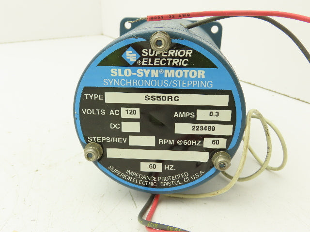 Superior Electric SS50RC SLO-SYN Synchronous/Stepping Motor 120V 72 RPM 0.3A