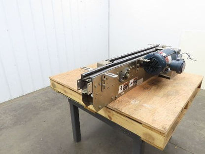 Arrowhead 3.25" Tabletop Stainless Bottle Conveyor 2-Belt Transfer 54" Drive 3PH