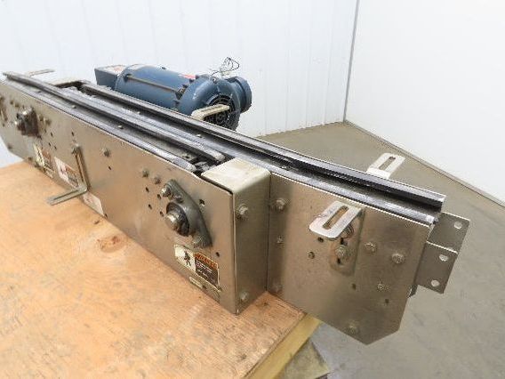 Arrowhead 3.25" Tabletop Stainless Bottle Conveyor 2-Belt Transfer 54" Drive 3PH