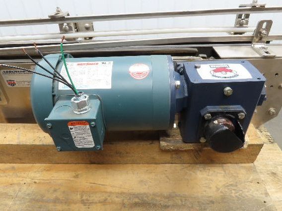Arrowhead 3.25" Tabletop Stainless Bottle Conveyor 2-Belt Transfer 48" Drive 3PH