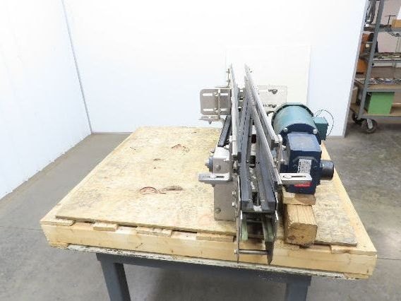 Arrowhead 3.25" Tabletop Stainless Bottle Conveyor 2-Belt Transfer 54" Drive 3PH