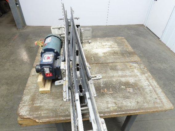 Arrowhead 3.25" Tabletop Stainless Bottle Conveyor 2-Belt Transfer 66" Drive 3PH