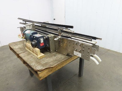 Arrowhead 3.25" Tabletop Stainless Bottle Conveyor 2-Belt Transfer 66" Drive 3PH