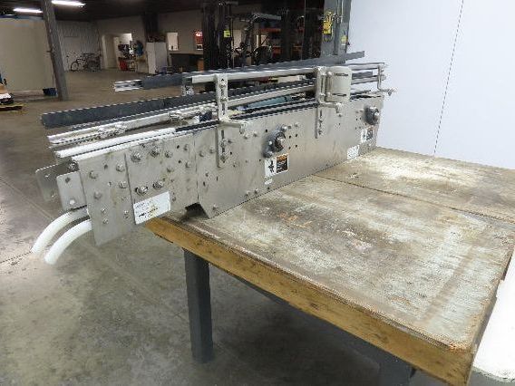 Arrowhead 3.25" Tabletop Stainless Bottle Conveyor 2-Belt Transfer 66" Drive 3PH