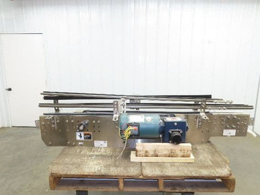 Arrowhead 3.25" Tabletop Stainless Bottle Conveyor 2-Belt Transfer 66" Drive 3PH