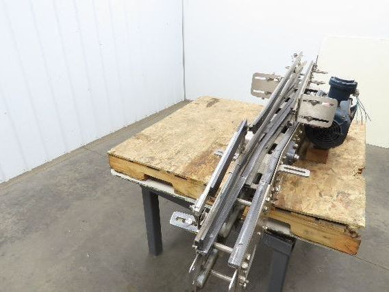 Arrowhead 3.25" Tabletop Stainless Bottle Conveyor 2-Belt Transfer 78" Drive 3PH