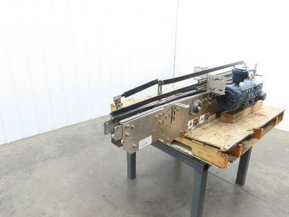 Arrowhead 3.25" Tabletop Stainless Bottle Conveyor 2-Belt Transfer 78" Drive 3PH