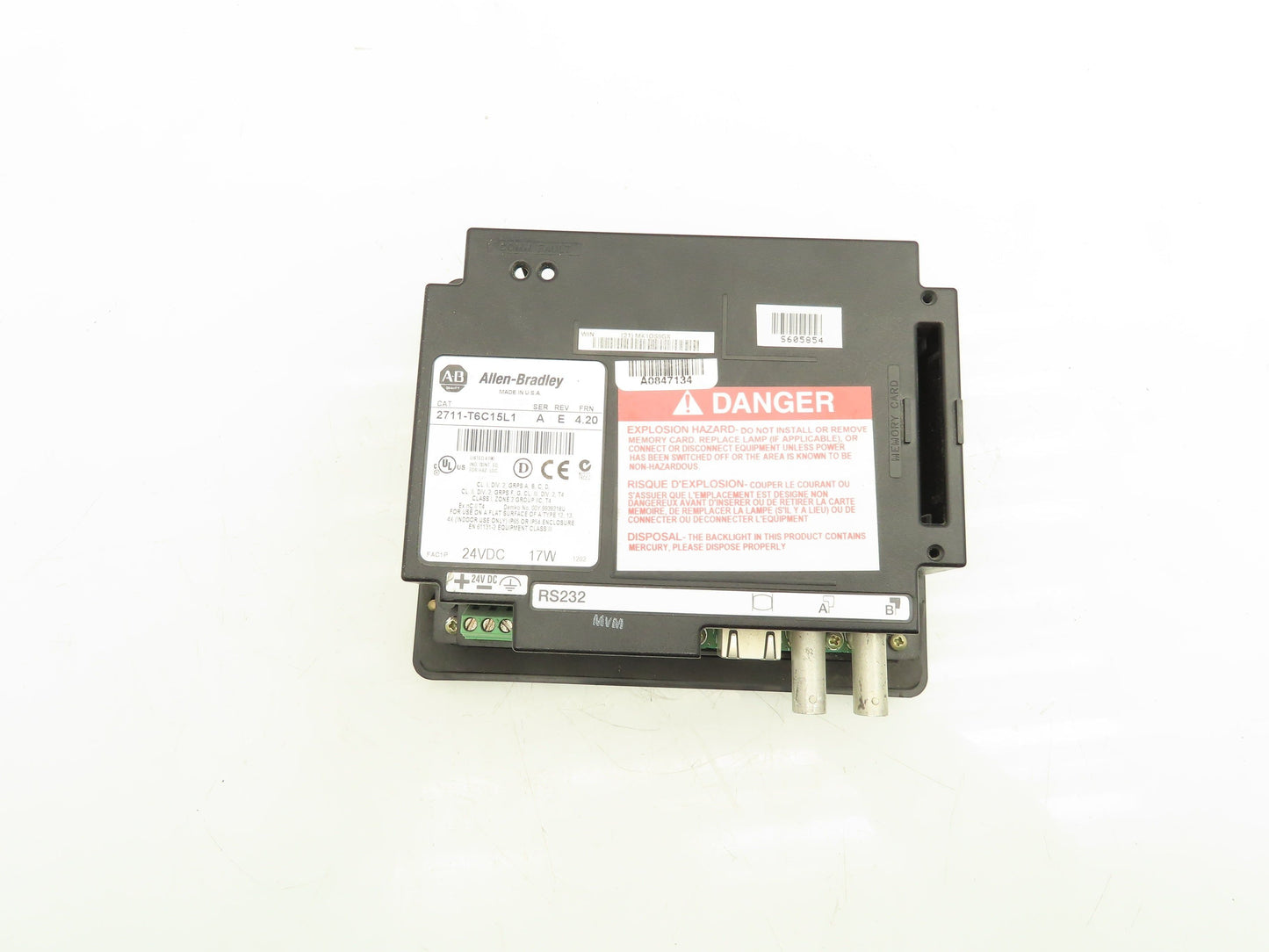 Allen Bradley 2711-T6C15L1 PanelView 600 Touch Screen PLC HMI SER A Frn 4.20