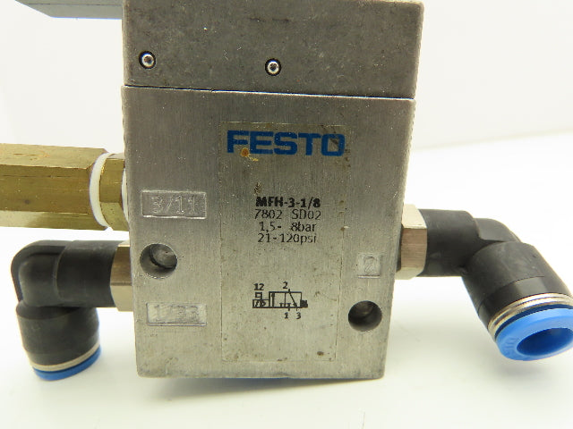 Festo MFH-3-1/8 Pneumatic 3/2 Solenoid Valve 1/8" NPT 24VDC