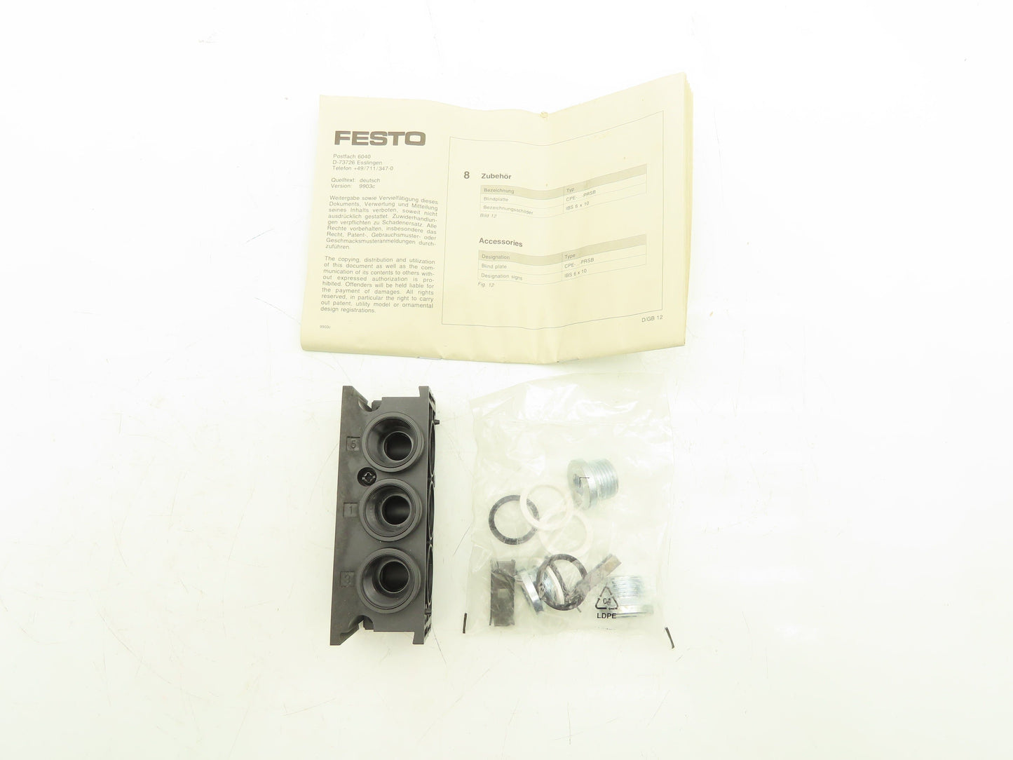 Festo CPE18-PRS-EP Manifold End Block G1/2" Ports Lot of 7