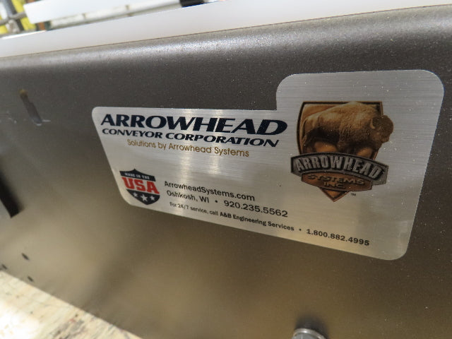 Arrowhead 12" Mattop Belt Stainless Bottle Conveyor 10'L 460V 3PH -NEW- No Motor