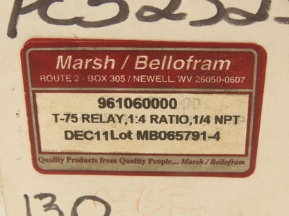 Marsh Bellofram 961-060-000 Precision Air Relay 1:4 Ratio 1/4"NPT 250PSI Type 75
