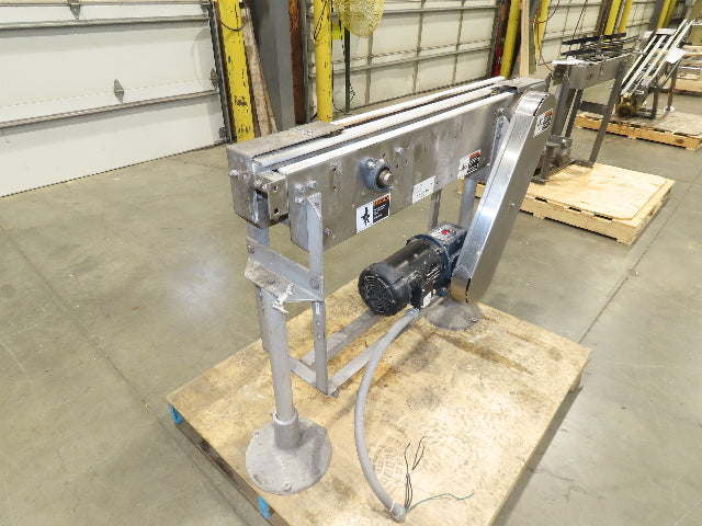 Arrowhead 3.25" Tabletop Stainless Bottle Conveyor 2-Belt Transfer 48" Drive 3PH