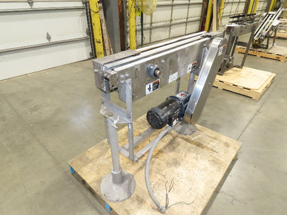 Arrowhead 3.25" Tabletop Stainless Bottle Conveyor 2-Belt Transfer 48" Drive 3PH
