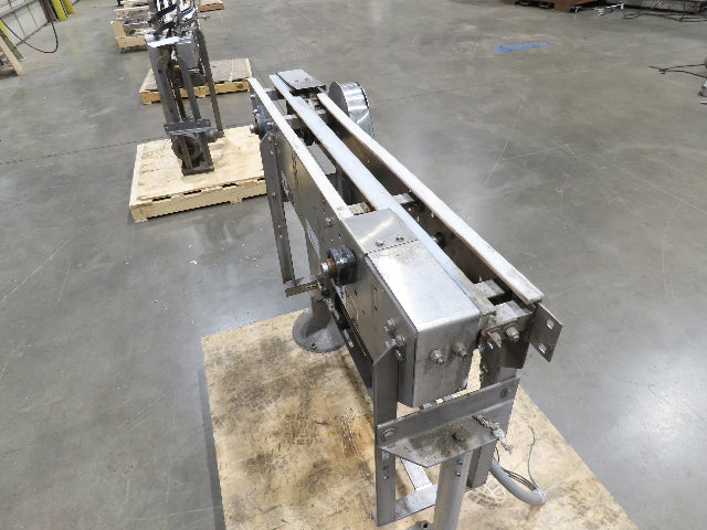 Arrowhead 3.25" Tabletop Stainless Bottle Conveyor 2-Belt Transfer 48" Drive 3PH