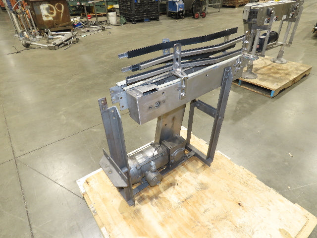 3.25" Tabletop Stainless Bottle Conveyor 2-Belt Transfer 30" Drive -Bad Motor