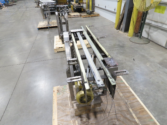 Arrowhead 3.25" Tabletop Stainless Bottle Conveyor 3-Belt Transfer 48" Drive 3PH