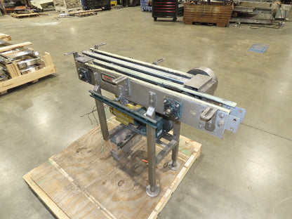Arrowhead 3.25" Tabletop Stainless Bottle Conveyor 3-Belt Transfer 48" Drive 3PH