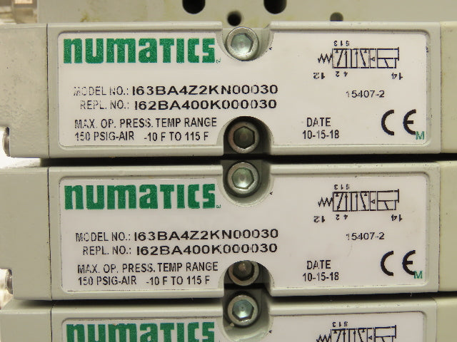 Numatics I63BA4Z2KN00030 120V Pneumatic Solenoid Valve 8-Station Manifold Assy