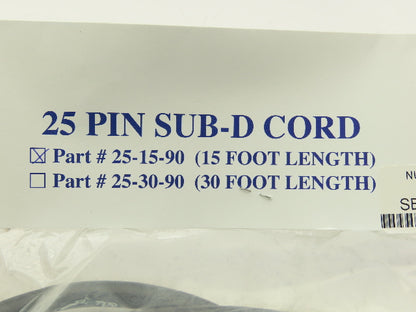 Numatics 25-15-90 Manifold Cordset 25-Pin Sub-D Female Elbow 15' Cord