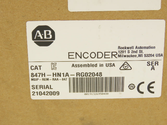 Allen Bradley 847H-HN1A-RG02048 Rockwell 847 Incremental Optical Encoder 3/8"