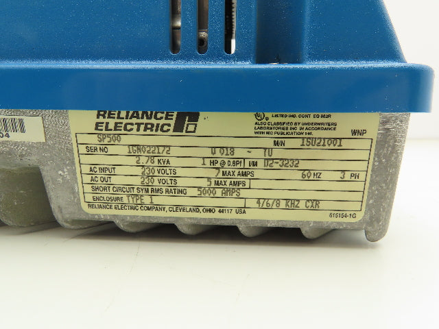 Reliance Electric SP500 VS Variable Speed AC Drive 1HP 230V 3PH -Parts or Repair