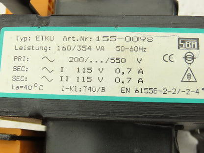 SBA 155-0098 Industrial Transformer PRI 220/550V SEC 115V