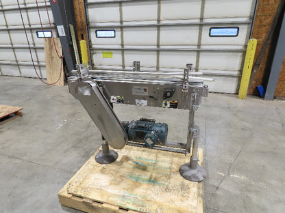 Arrowhead 3.25" Tabletop Stainless Bottle Conveyor 2-Belt Transfer 48" Drive