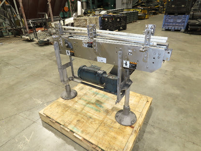 Arrowhead 3.25" Tabletop Stainless Bottle Conveyor 2-Belt Transfer 48" Drive